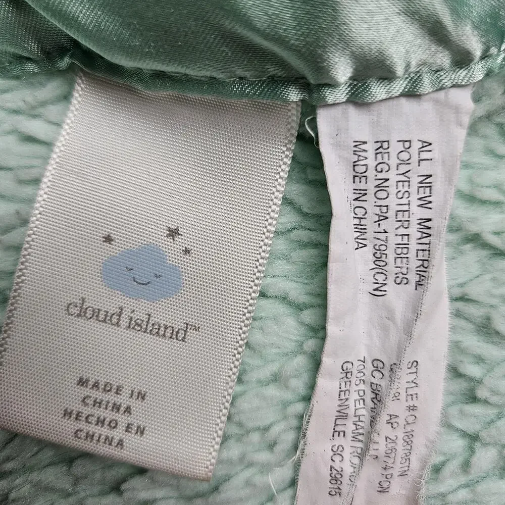Cloud Island Panda Bear Lovey Mint Green White Stars Satin Baby Security Blanket